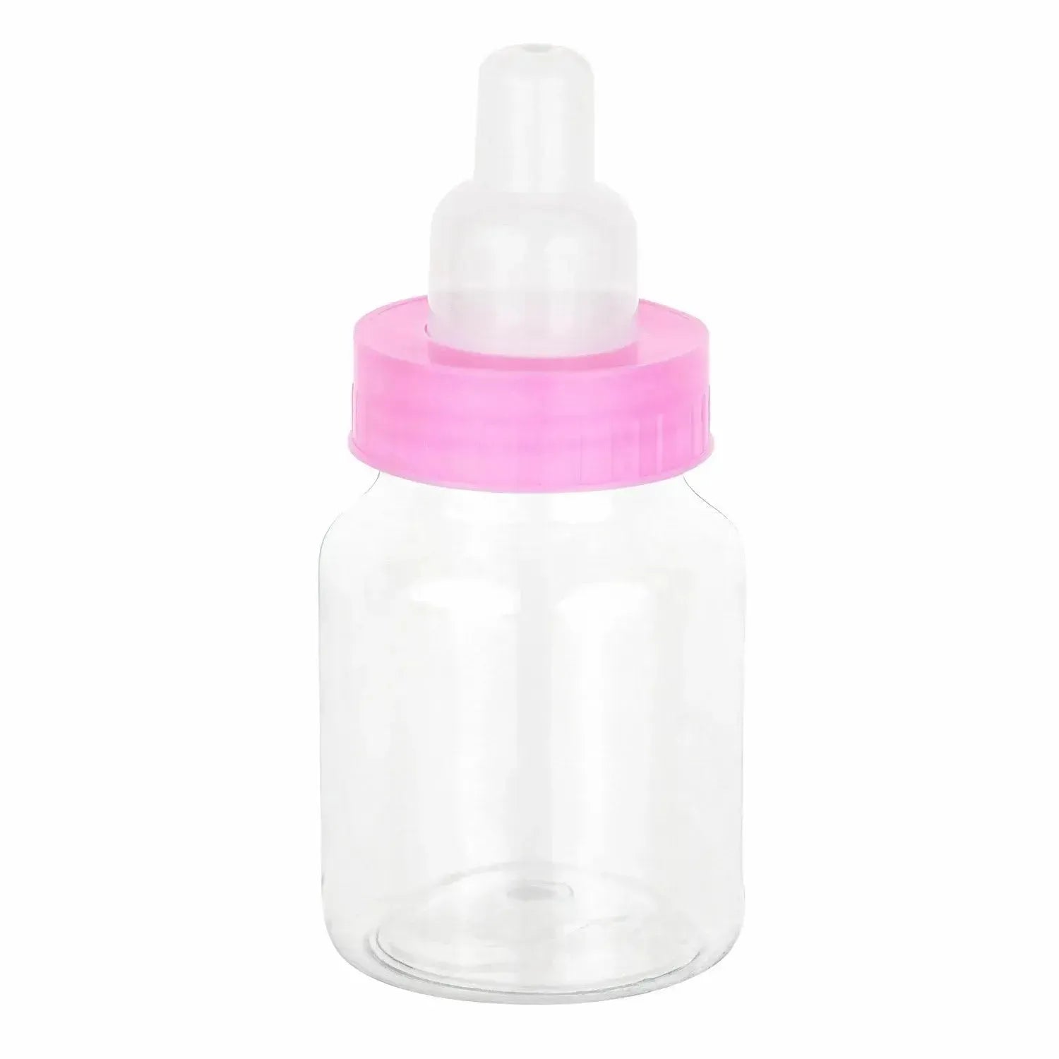 Pink Baby Girl Bottle Shaped Acrylic Candy Boxes 72 Pack 1.5"X3.5"