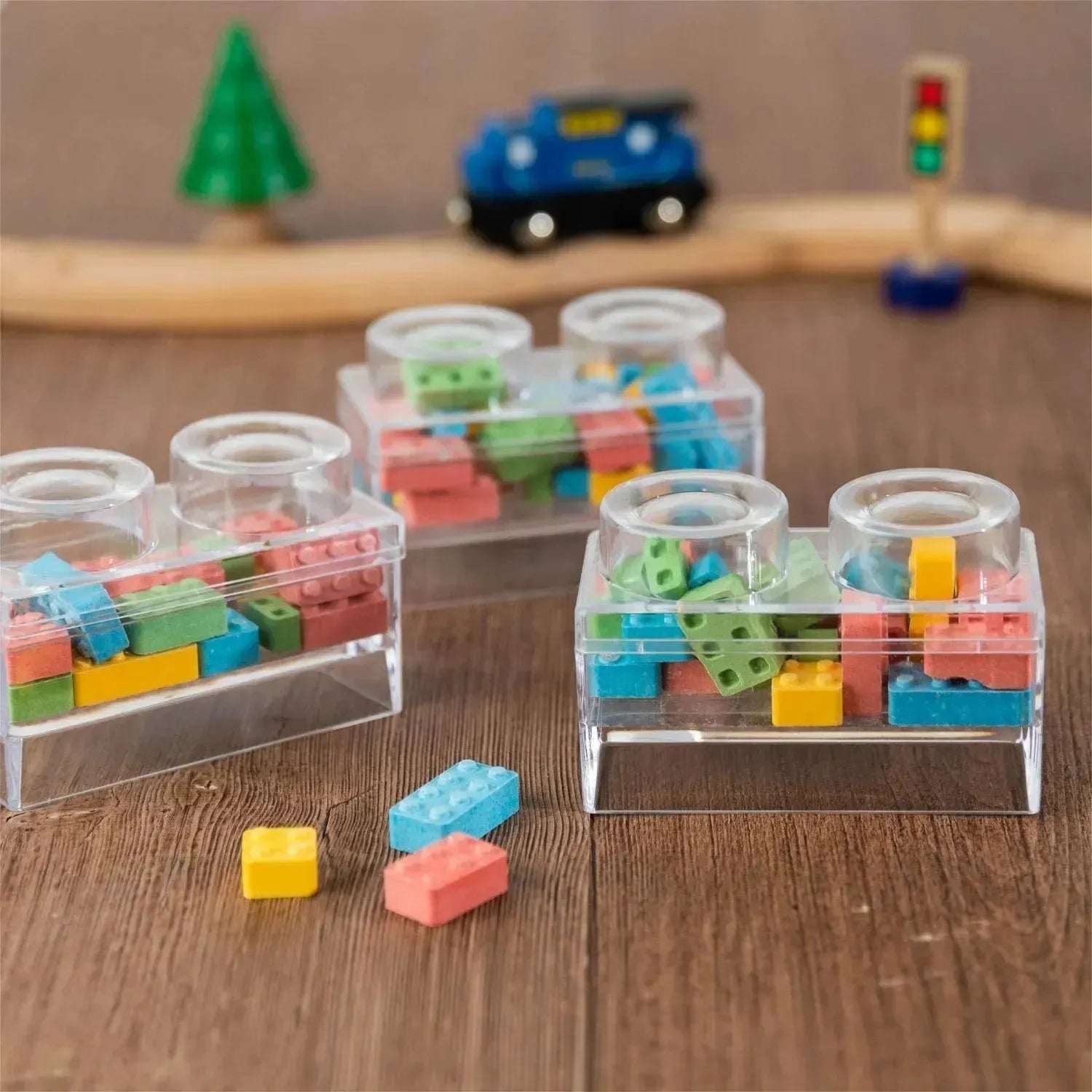 Block Toy Shaped Acrylic Candy Boxes 16 Pack 3.74"X1.96"X2.36"