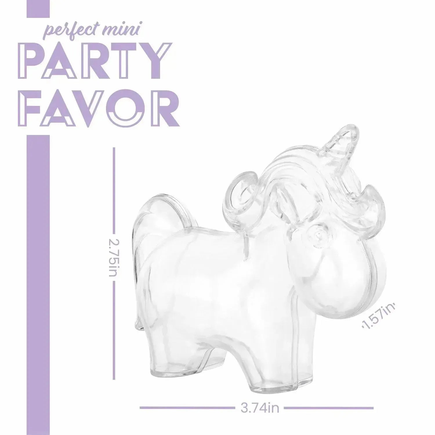 Unicorn Shaped Acrylic Candy Boxes 16 Pack 3.74"X2.75"X1.57"