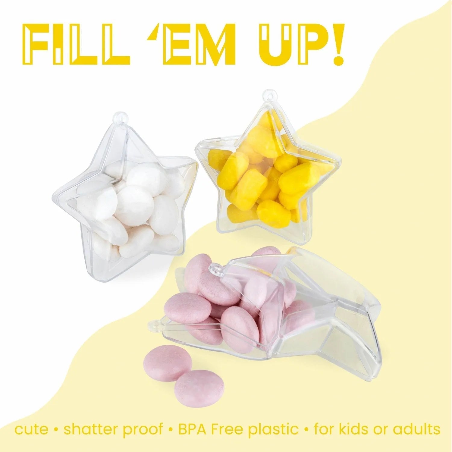 Star Shaped Acrylic Candy Boxes 24 Pack 2.95"X1.25"