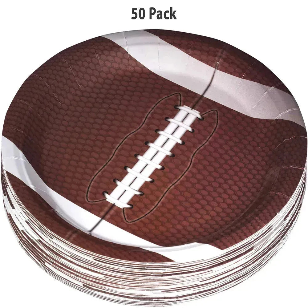 Football Themed 7" Disposable Round Paper Plates 100 Pack