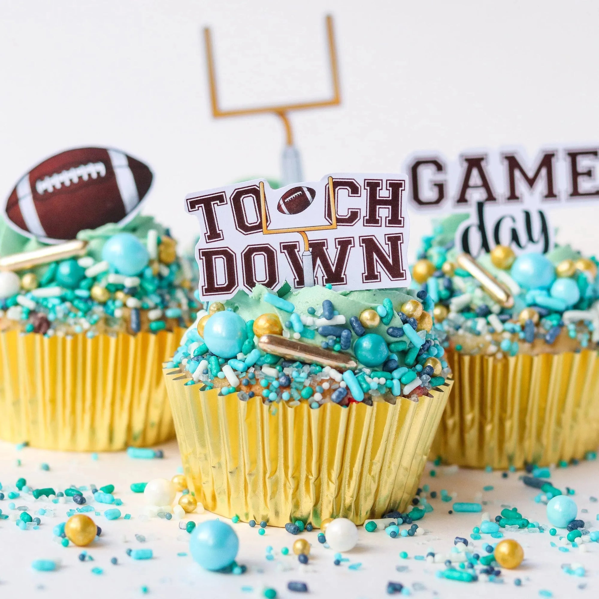 Sprinkle Pop Football Goal Edible Cupcake Toppers