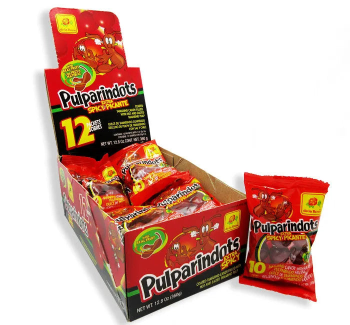 De La Rosa Pulparin Dots Candy Packs - Spicy Picante: 12-Piece Box