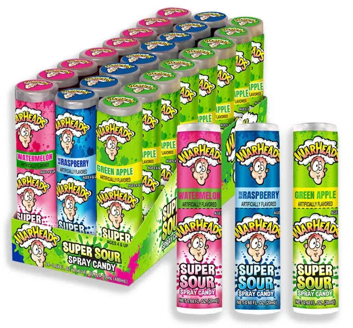 WarHeads Extreme Sour Candy Spray Bottles: 24-Piece Display