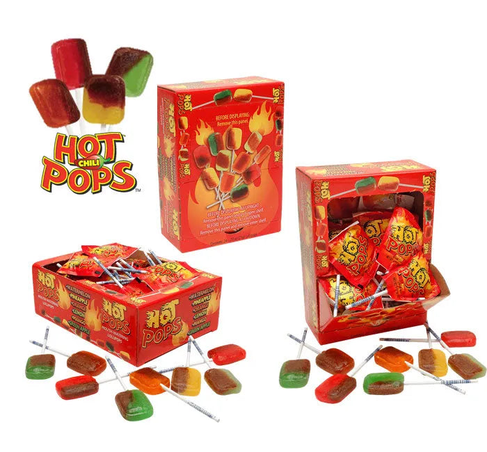 Hot Pops Spicy Chili Lollipops: 24-Piece Box