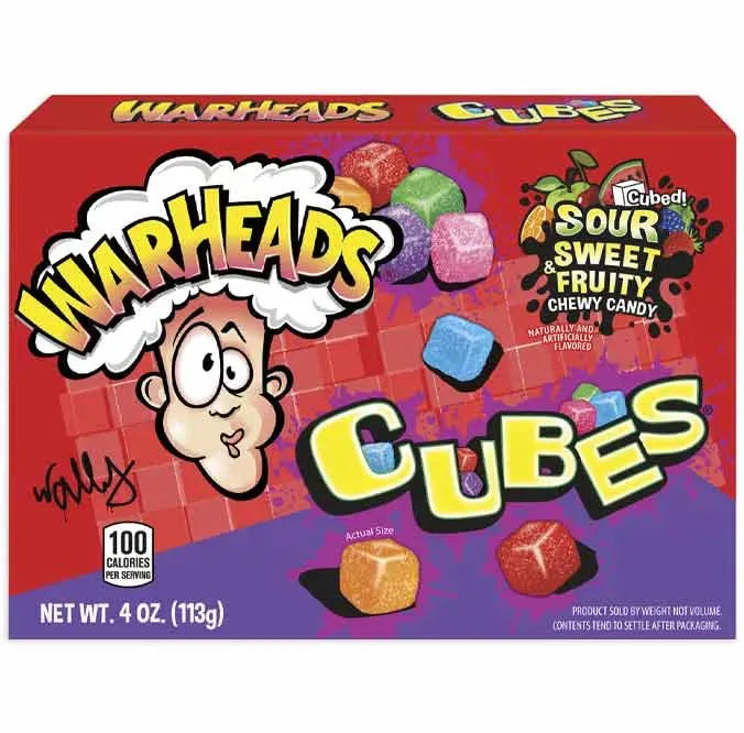 Warheads Sour Sweet & Fruity Cubes 4-Ounce Packs: 12-Piece Box