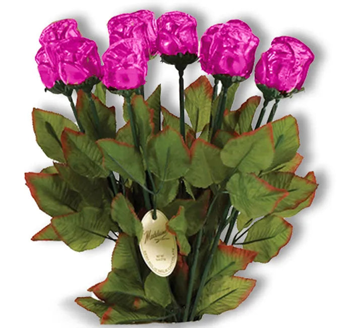 Madelaine Foiled Milk Chocolate Long Stem Roses - Pink: 36-Piece Bunch