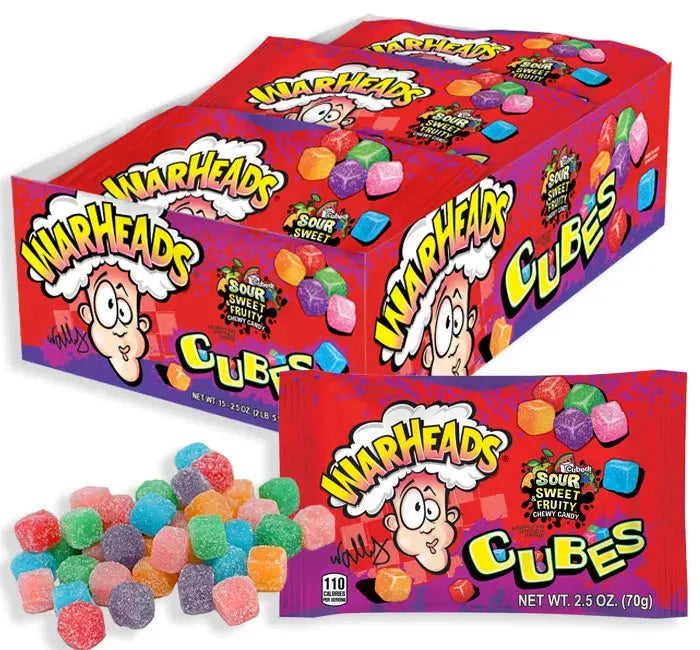 WarHeads Sour Sweet & Fruity Chewy Cubes Candy Packs: 15-Piece Box