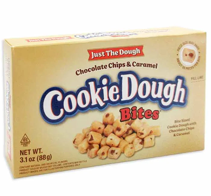 Just The Dough Chocolate Chips & Caramel Cookie Dough Bites Theater Packs: 12-Piece Box