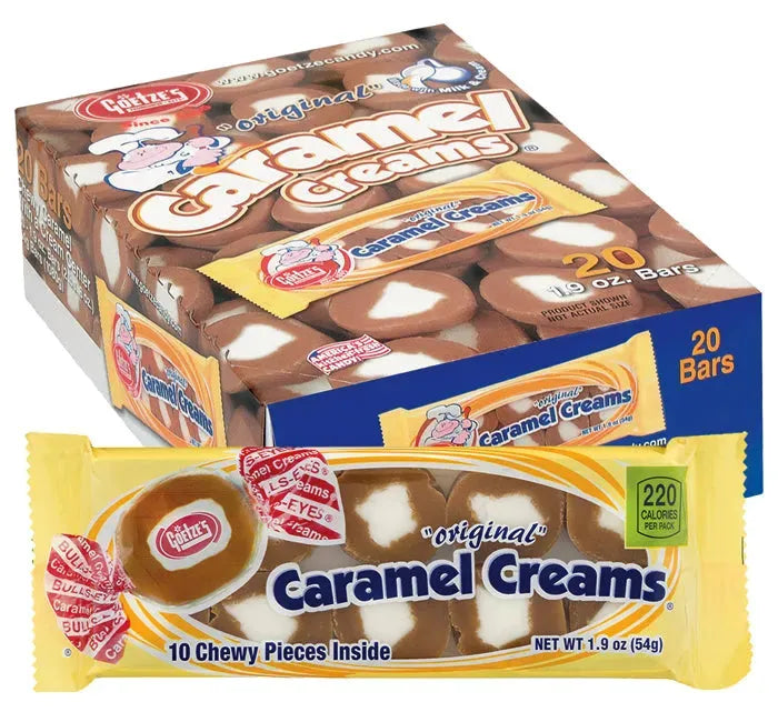 Goetze's Caramel Creams Bulls Eyes Candy Bars: 20-Piece Display