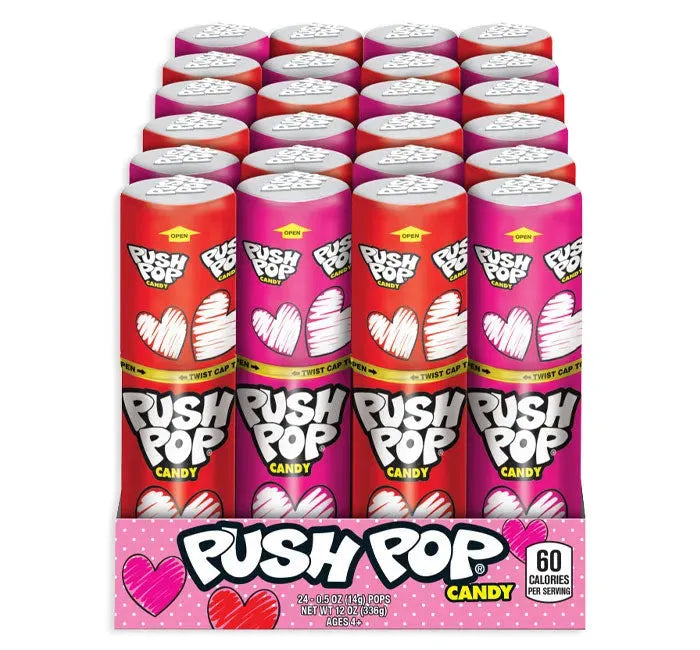 Valentine Push Pop Candy: 24-Piece Box