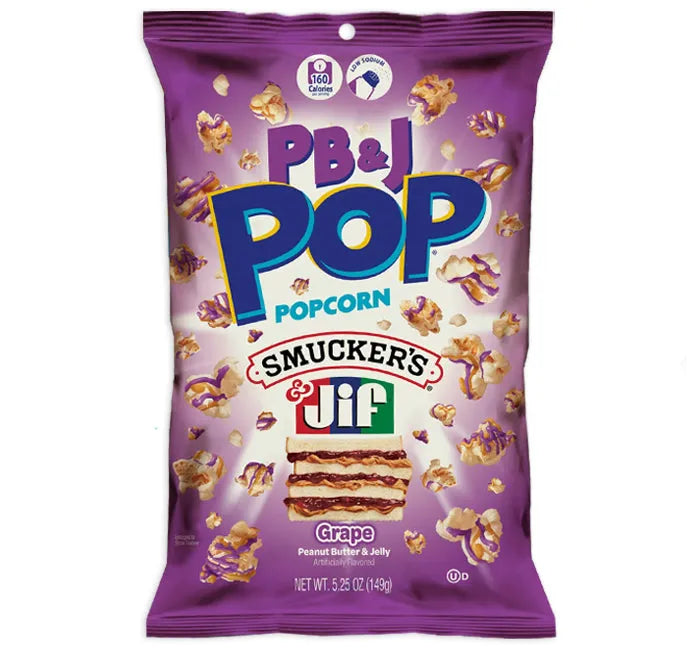 Candy Pop PB&J Jiff Smuckers Candy Popcorn: 12-Piece Case