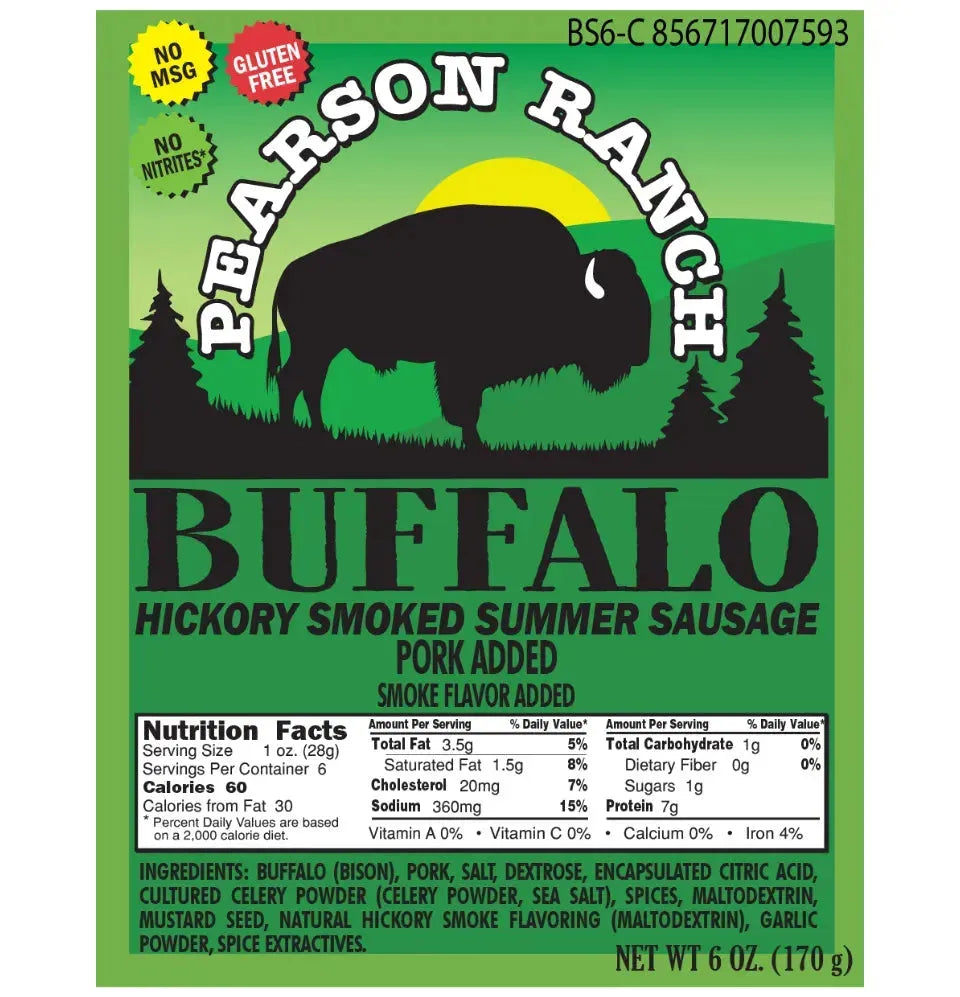 Pearson Ranch Jerky Buffalo Hickory Smoked Summer Sausage (6 oz.)