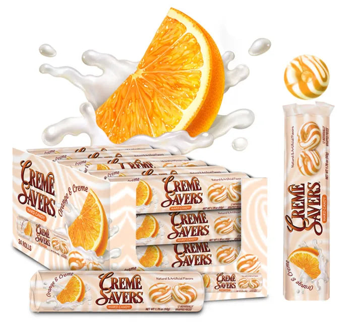 Creme Savers Orange & Creme Hard Candy Rolls: 24-Piece Box