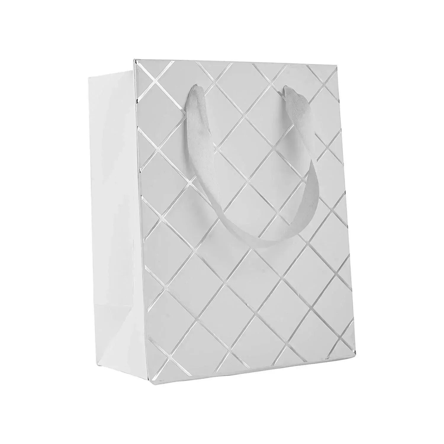 Diamond Gift Bags White 9"X 7"X 4" Set 24 Pack