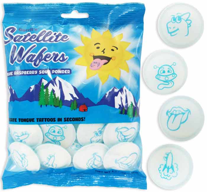 Satellite Wafers Candy - Sour Blue Raspberry: 12-Piece Case