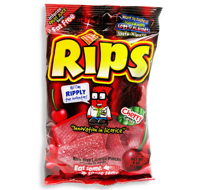 Rips Cherry Bite Size Licorice Pieces: 12-Piece Case