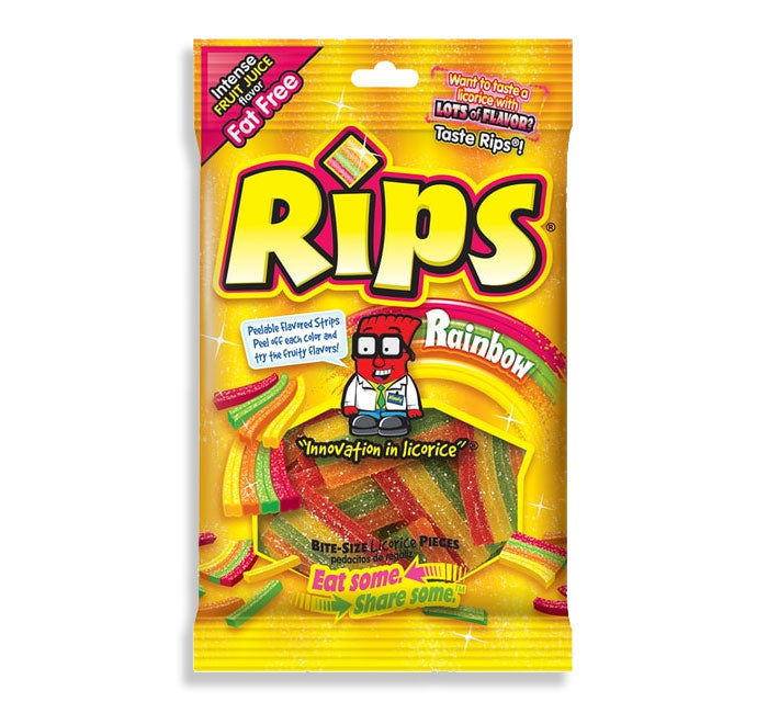 Rips Peelable Rainbow Bite Size Licorice Pieces: 12-Piece Case