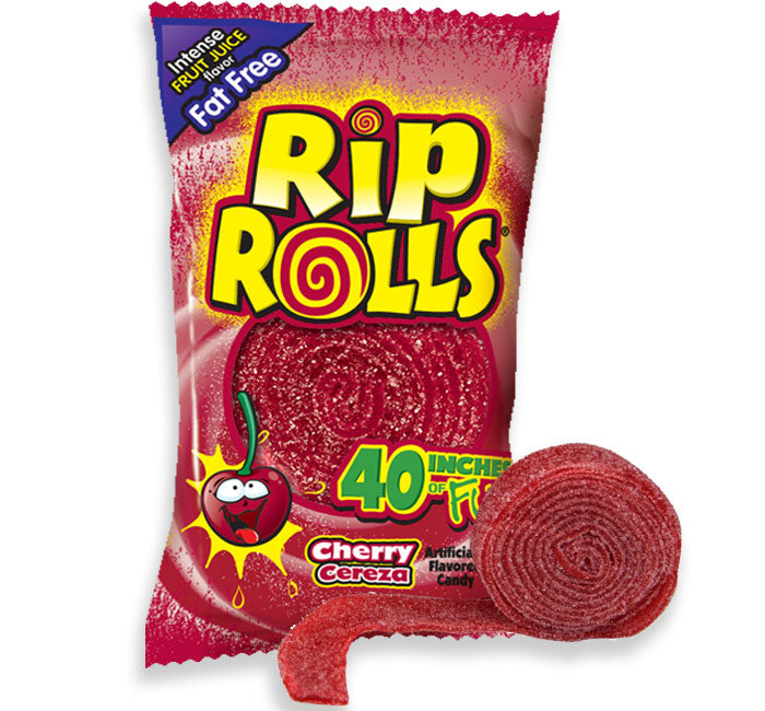 Sour Rip Rolls - Cherry: 24-Piece Display