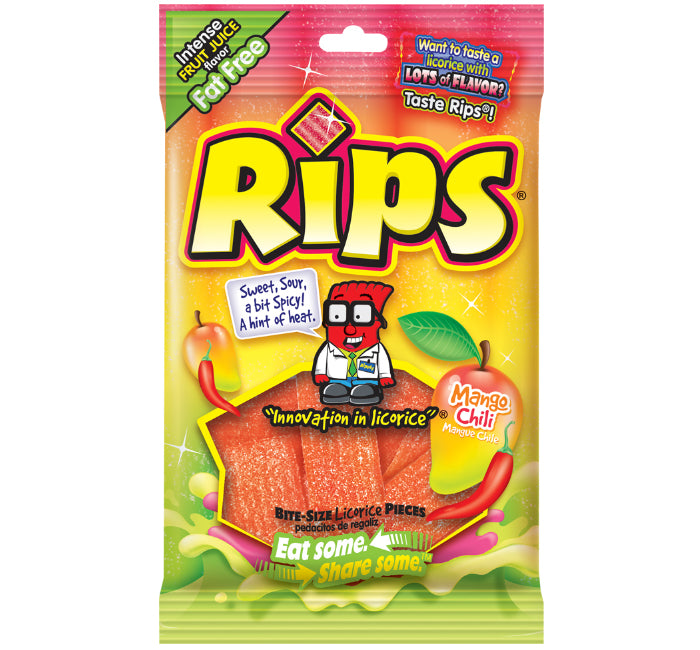 Rips Mango Chili Bite Size Licorice Pieces: 12-Piece Case