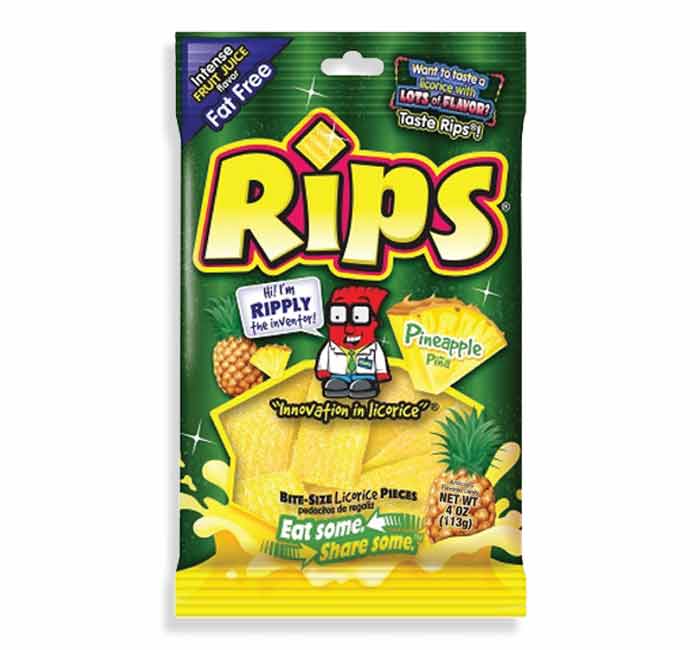 Rips Pineapple Bite Size Licorice Pieces: 12-Piece Case