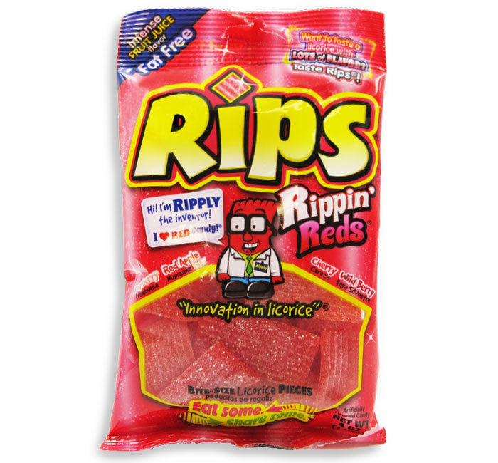 Rips Reds Bite Size Licorice Pieces: 12-Piece Case