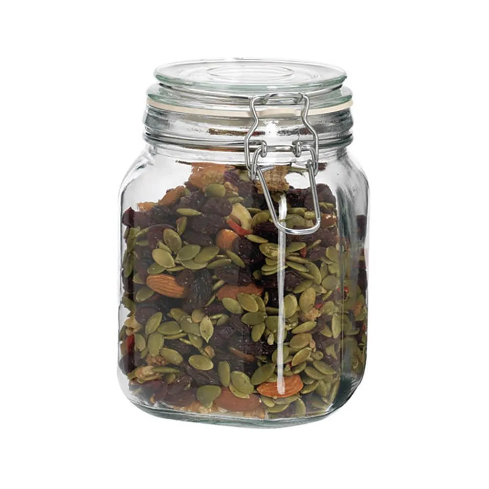 38-Ounce Hermes Glass Jar with Clamp Top Lid