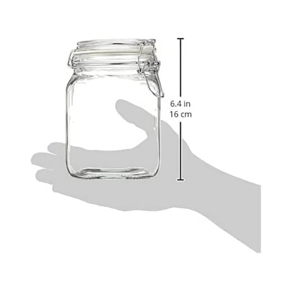 38-Ounce Hermes Glass Jar with Clamp Top Lid