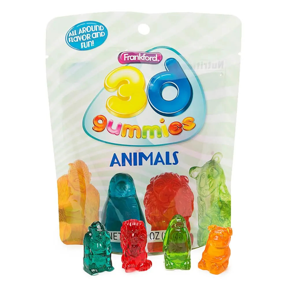 3D Gummy Animals Candy Bags: 10-Piece Set