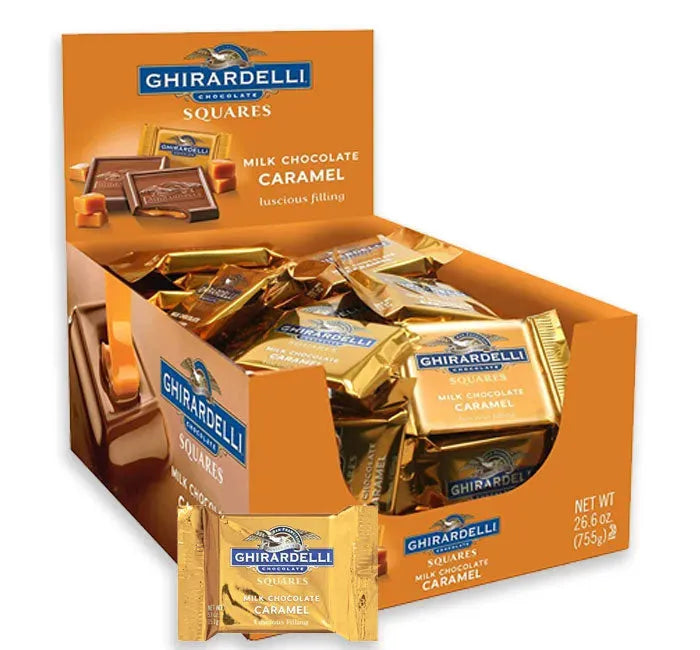 Ghirardelli Milk Chocolate with Caramel Filling Squares: 55-Piece Box