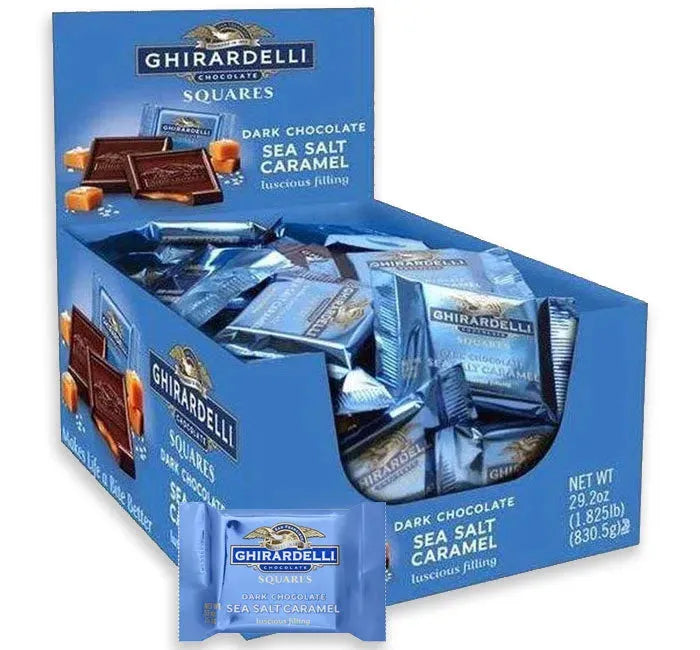 Ghirardelli Dark Chocolate with Sea Salt Caramel Filling Squares: 55-Piece Box