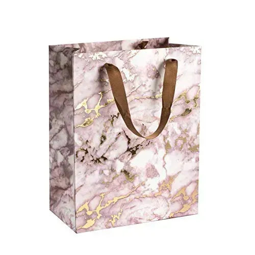 Brown Marble Design Foil Stamped Gift Bags 24 Pack 9&quot;X 7&quot;X 4&quot;