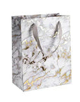 White Marble Design Foil Stamped Gift Bags 24 Pack 9"X 7"X 4"