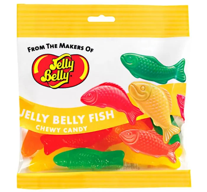 Jelly Belly Assorted Chewy Fish Candy Peg Bags: 12-Piece Case