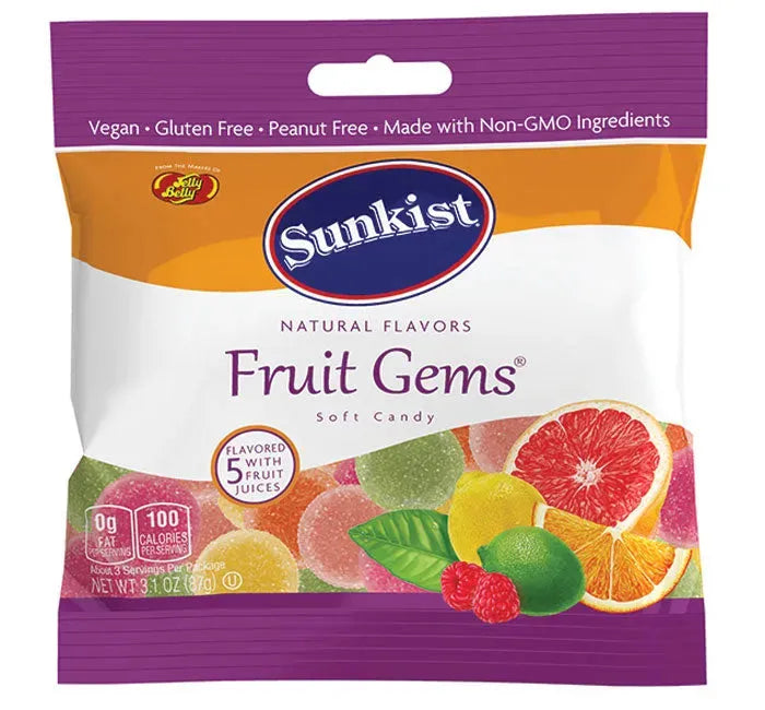 Sunkist Fruit Gems Candy Peg Bag: 12-Piece Case