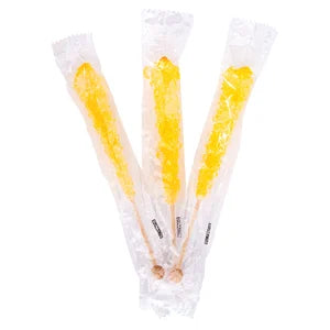 Rock Candy Crystal Sticks - Yellow - Wrapped: 100-Piece Case