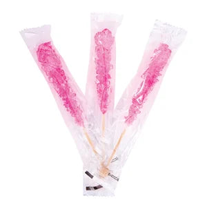 Rock Candy Crystal Sticks - Light Pink - Wrapped: 100-Piece Case