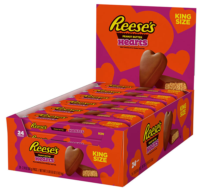 Reeses King Size Peanut Butter Hearts: 24-Piece Case