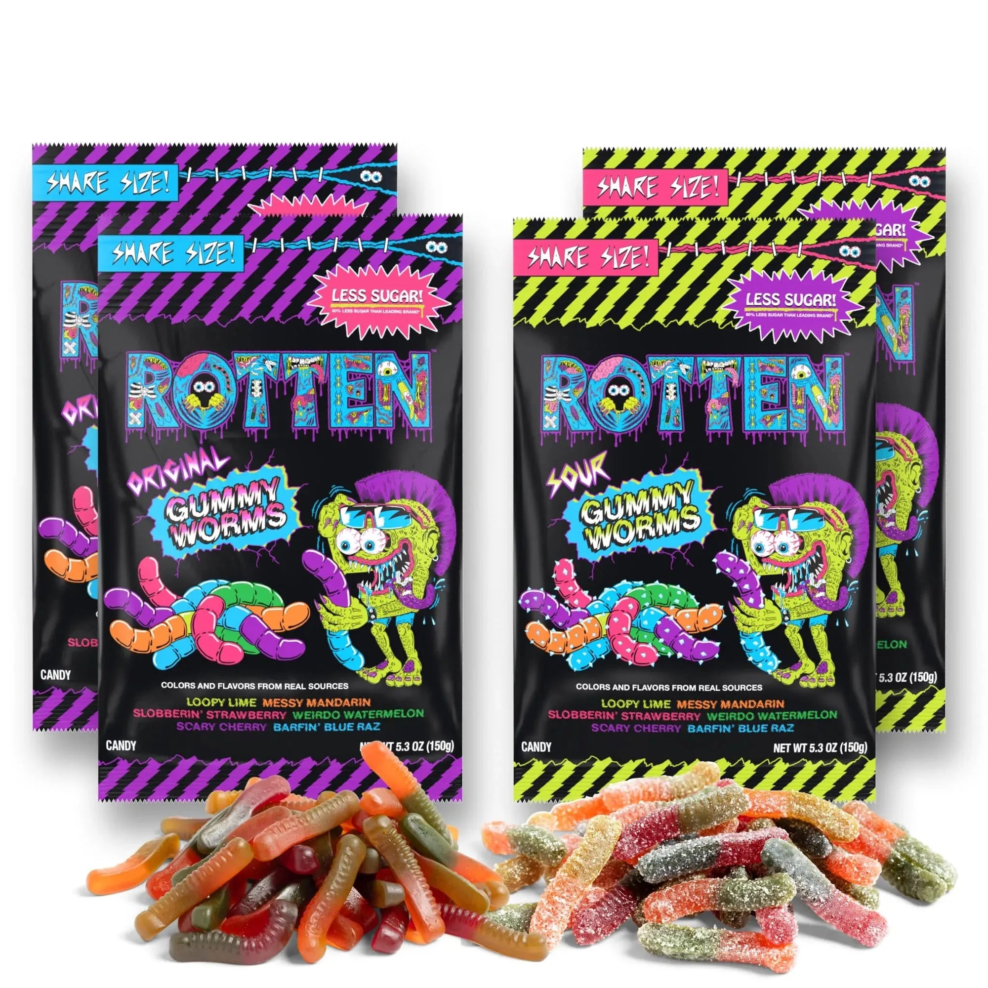 Rotten Gummy Worms: 5.3-Ounce Resealable Bags