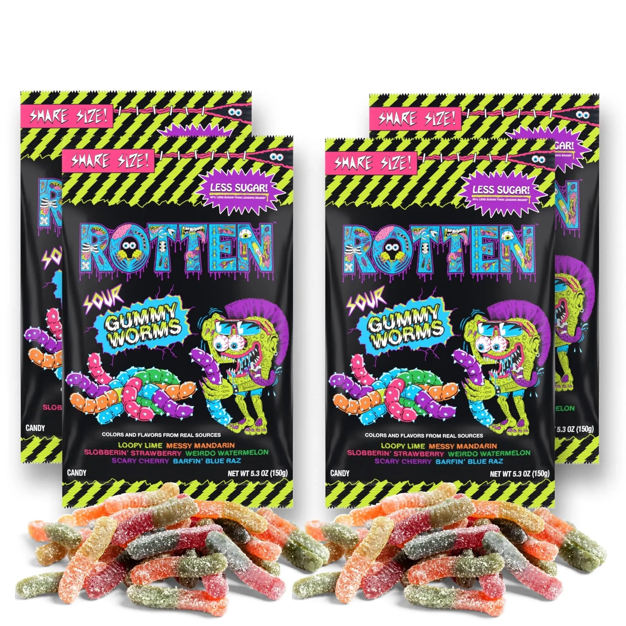 Rotten Gummy Worms: 5.3-Ounce Resealable Bags