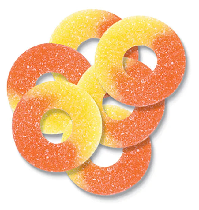 Albanese Gummi Peach Rings: 4.5LB Bag