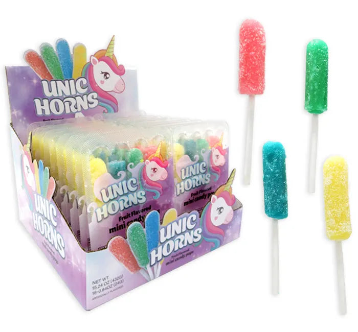 Unicorns Mini Lollipops Packs: 24-Piece Display