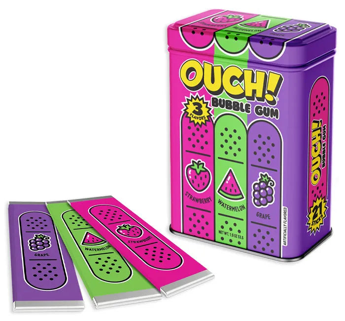 OUCH! Bubble Gum Band-Aids Tins: 12-Piece Display