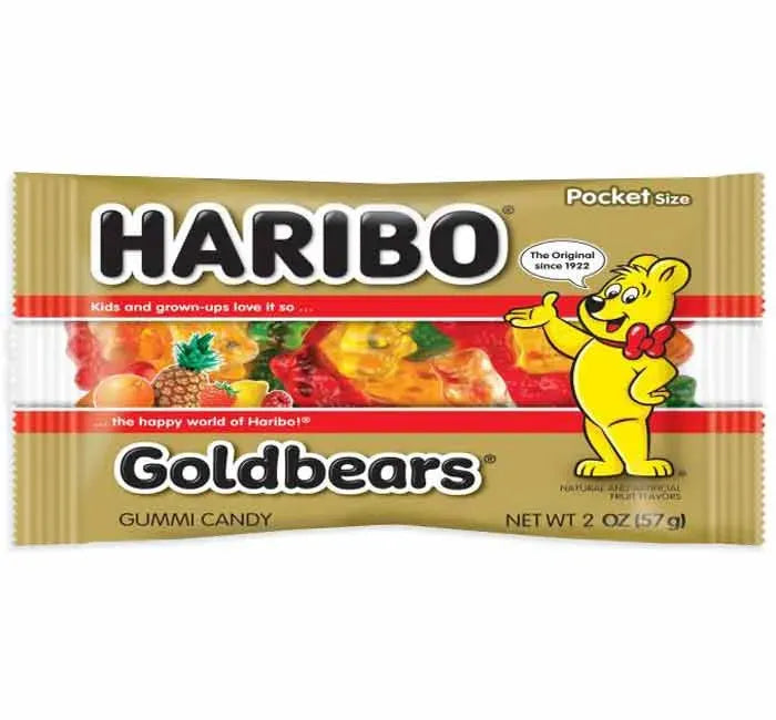 Haribo Gold-Bears Gummy Bears Pocket Size Packs: 24-Piece Box