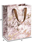 Brown Marble Design Foil Stamped Gift Bags 24 Pack 9"X 7"X 4"