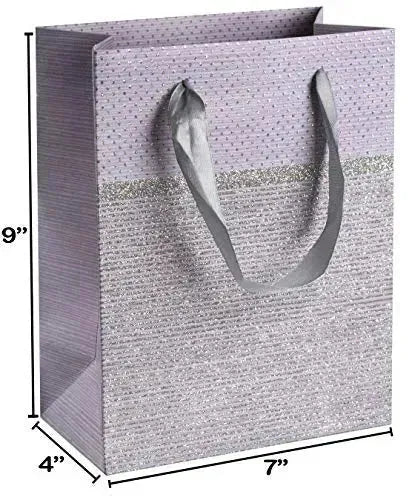 Purple Sparkling Glitter Gift Bags 24 Pack 9&quot;X 7&quot;X 4&quot;