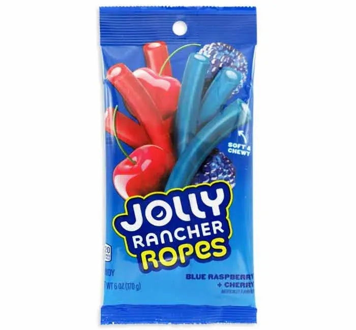 Jolly Rancher Ropes Blue Raspberry & Cherry Peg Bag: 12-Piece Case