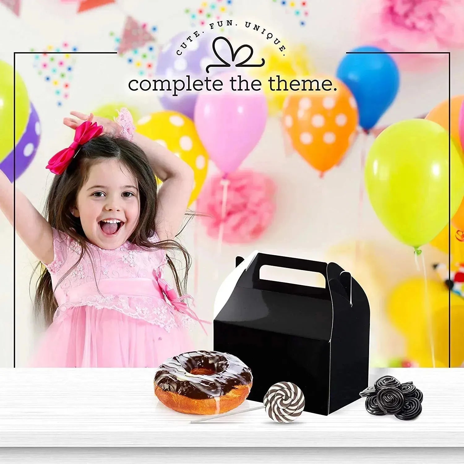 Black Party Favors Paper Treat Boxes 20 Pack 6.25" X 3.75" X 3.5"