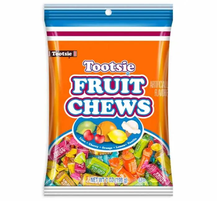 Tootsie Fruit Rolls 5-Flavors Chew Peg Bags: 8-Piece Case