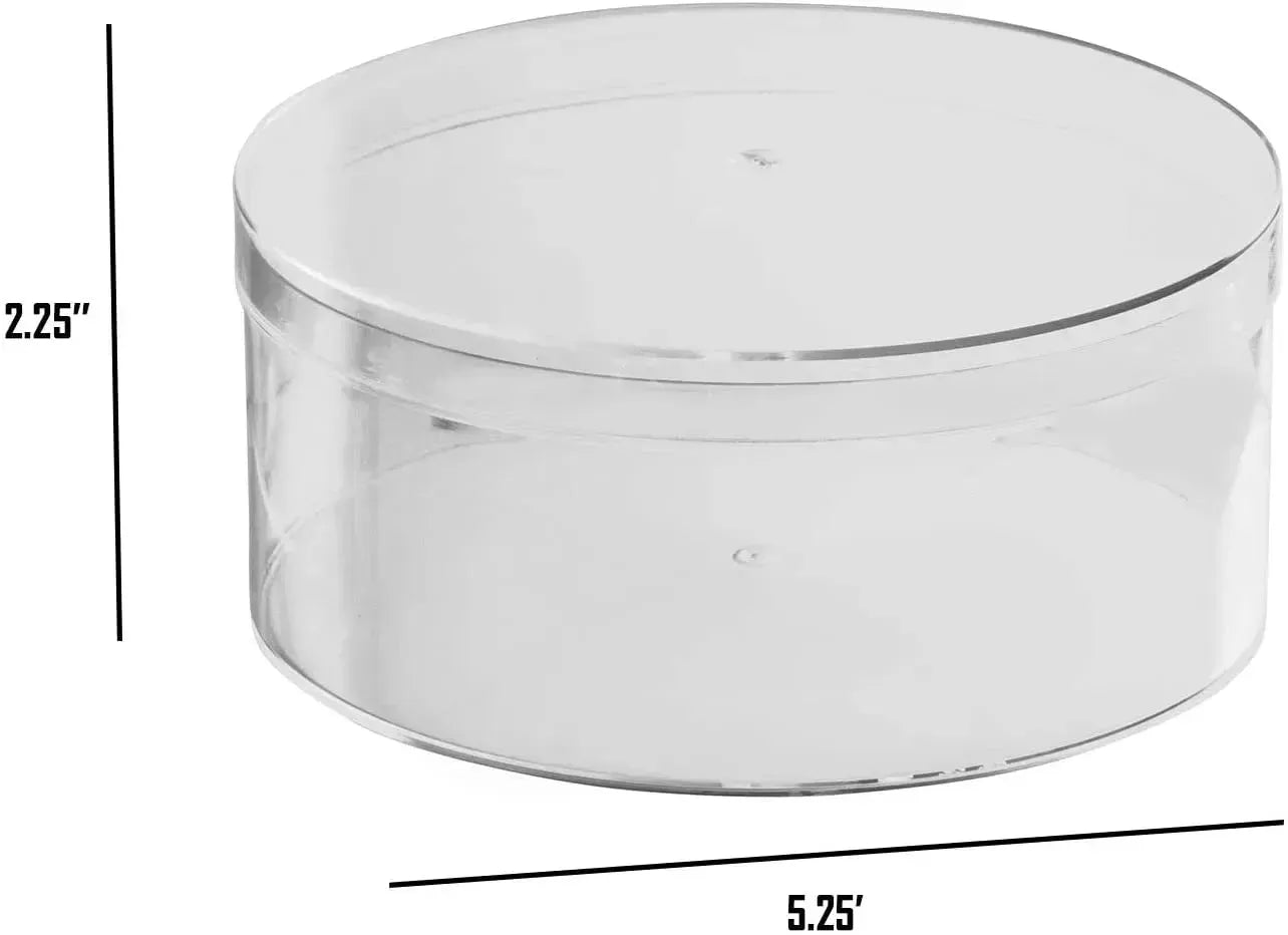 Clear Acrylic Boxes Round 5.25&quot;X2.25&quot; 16 Pack